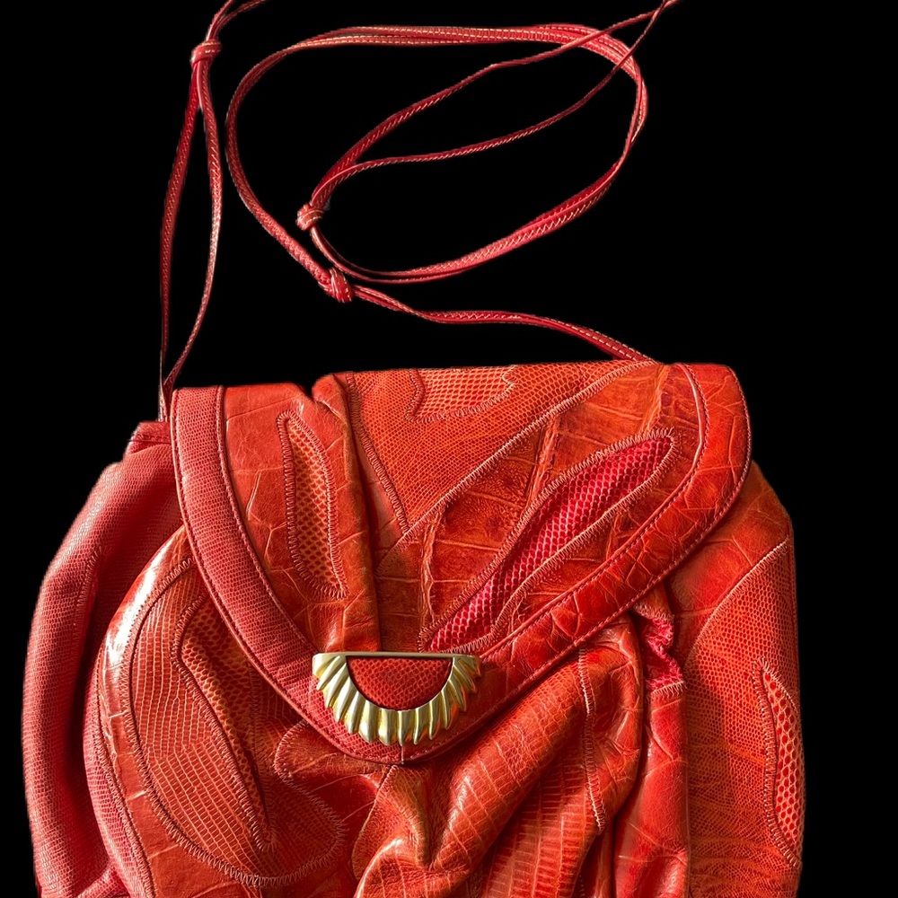 Reptile print vintage red purse